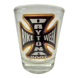 Daytona Beach Bike Week Cross Clear Shot Glass 2007